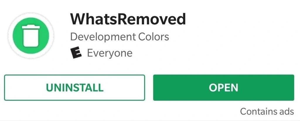 نصب برنامه whats removed